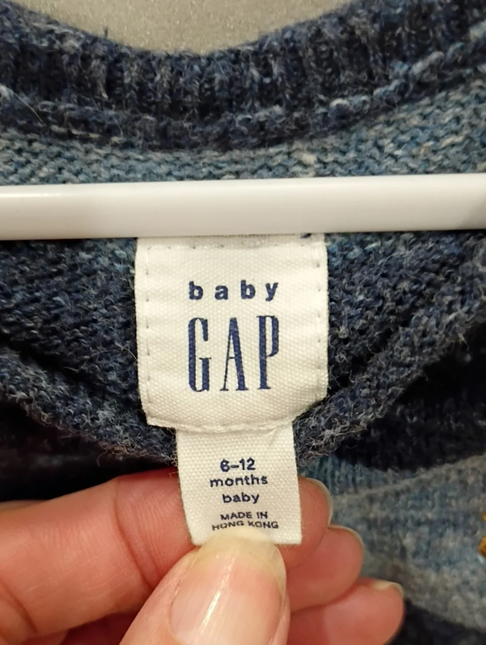 GAP Navy and Gray Striped Knit Romper with Gymboree Plaid Overalls Set 6-12